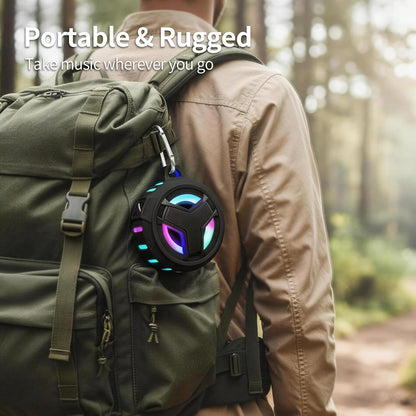 Bluetooth Shower Speaker, Waterproof Portable Bluetooth Speakers, IP67 Waterproof Wireless Speaker with LED Light, Floating, 2000Mah, True Wireless Stereo for Kayak, Beach,Gifts for Men -Black