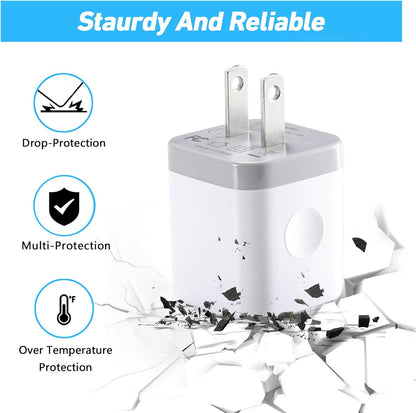 USB Wall Charger,4-Pack 2.1A Dual Port USB Cube Power Adapter Wall Charger Plug Charging Block Cube for Phone 8/7/6 Plus/X, Pad, Samsung Galaxy S5 S6 S7 Edge,Lg, Android (White)