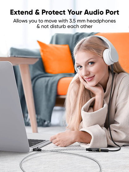 3.5Mm Headphone Extension Cable,  3.5Mm Male to Female Stereo Audio Cable for Phones, Headphones, Speakers, Tablets, Pcs, MP3 Players and More, (10Ft/3M)